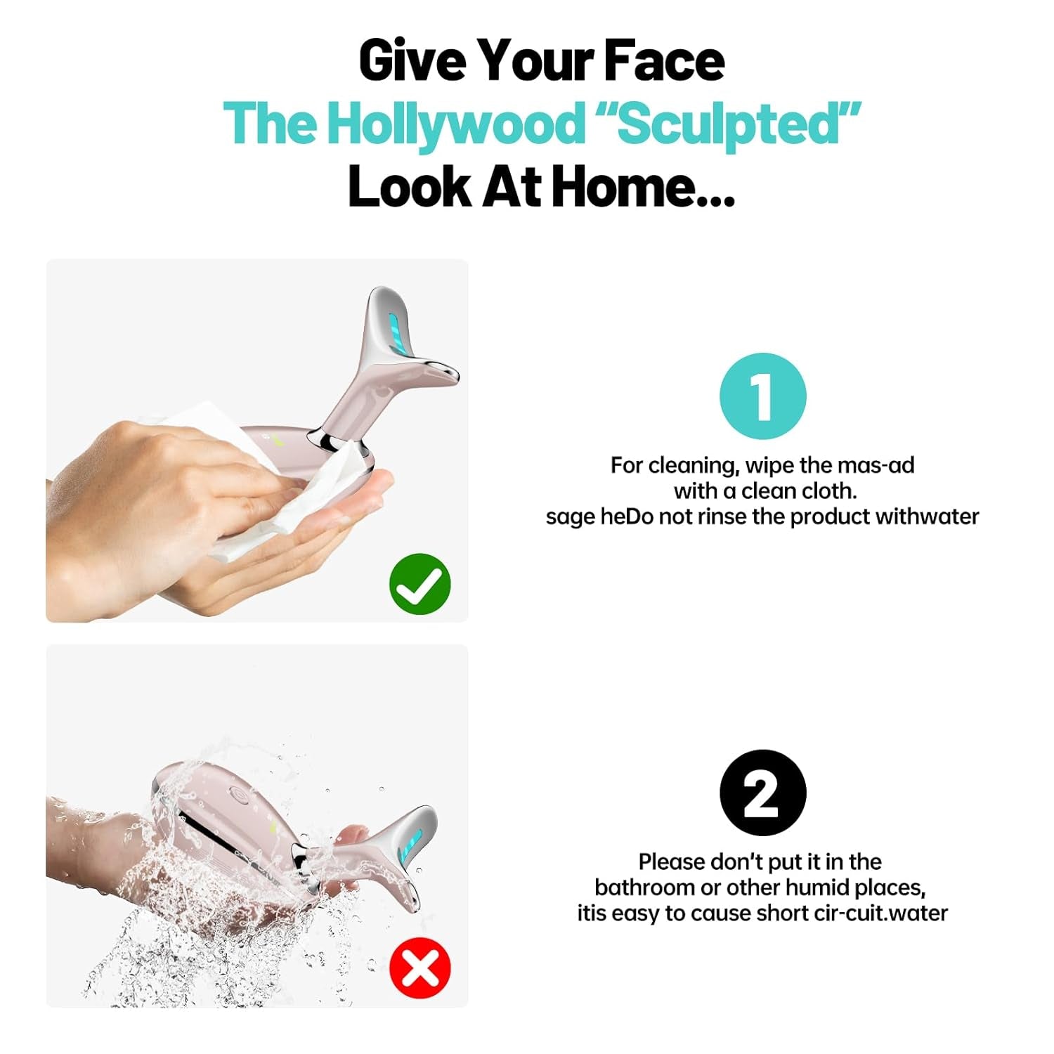 Red Light Therapy Facial Device - LED Massager for At-Home Skin Care
