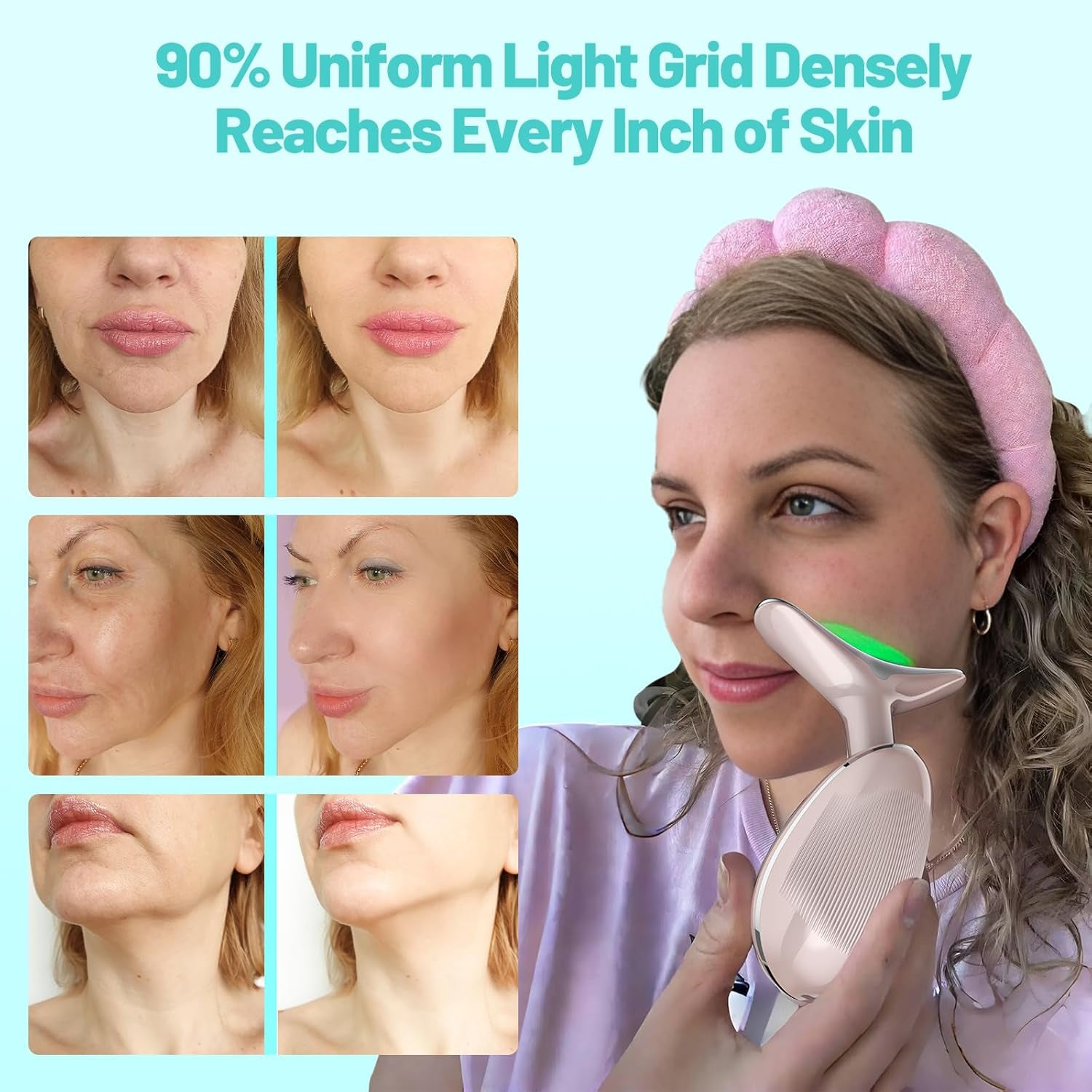 Red Light Therapy Facial Device - LED Massager for At-Home Skin Care